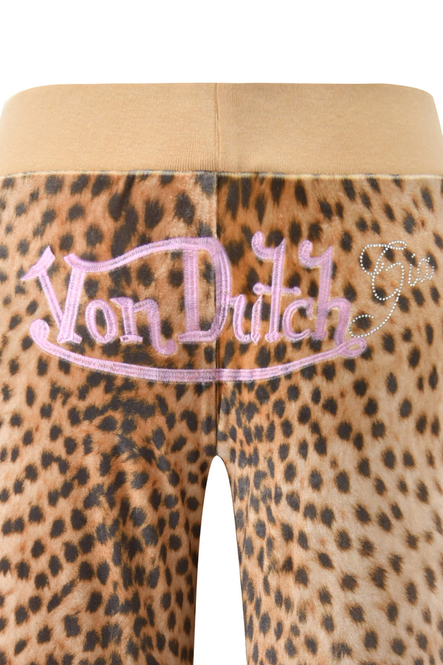 I.AM.GIA X VON DUTCH KAMERON VELOUR TRACKPANT - LEOPARD