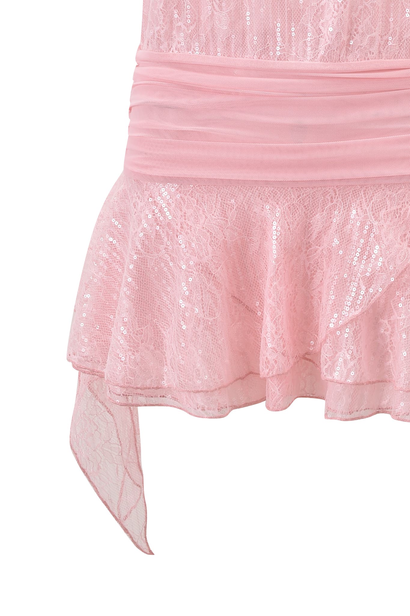 ARIA HALTER RUFFLE MINI DRESS - PINK