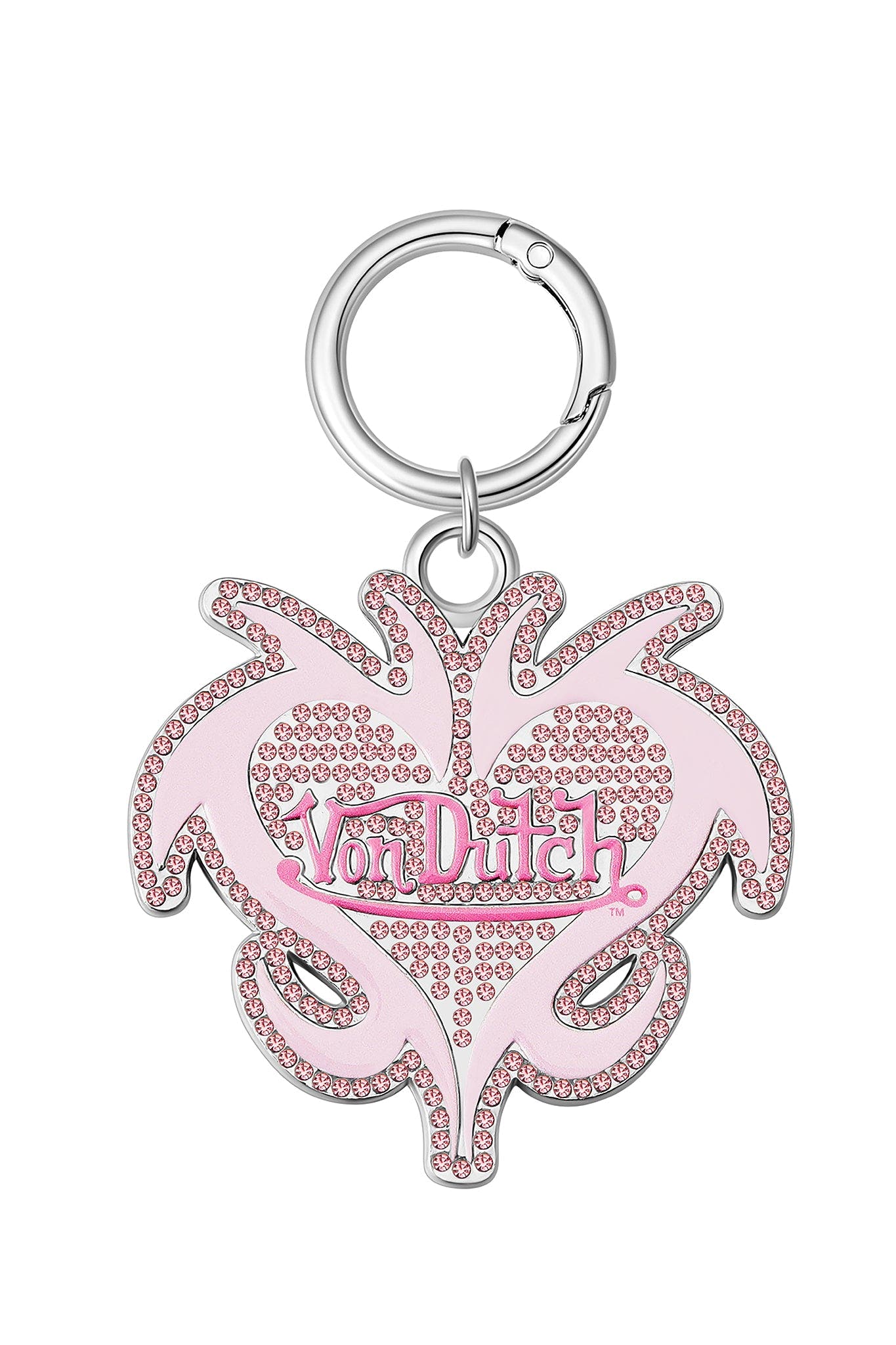 I.AM.GIA X VON DUTCH LOGO KEYCHAIN - PINK SILVER LOGO