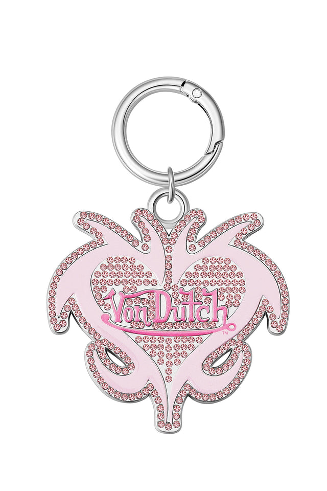 I.AM.GIA X VON DUTCH LOGO KEYCHAIN - PINK SILVER LOGO