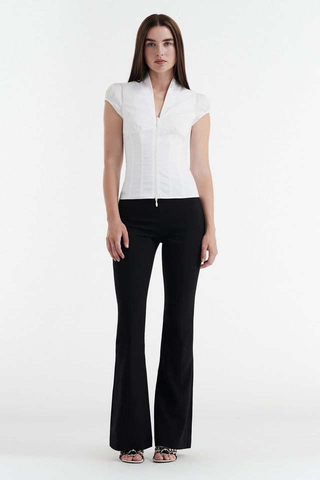 COLETTE PANELLED PUFF SLEEVE TOP - WHITE